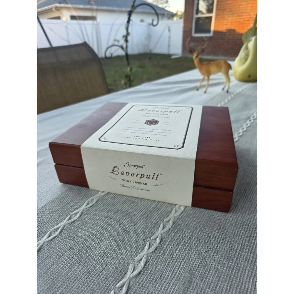 Chef's Leverpull Wine Opener Corkscrew Wood Box Set Professional‎ Lever VTG